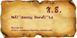 Nádassy Benáta névjegykártya